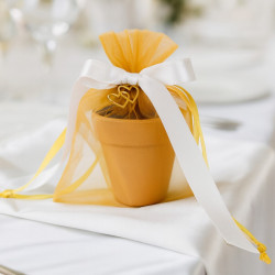 Μπομπονιέρα Γάμου - Γλαστράκι με Διπλή Καρδιά και Σπόρους Εντελβαις