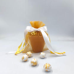 Μπομπονιέρα Γάμου - Γλαστράκι με Διπλή Καρδιά και Σπόρους Εντελβαις