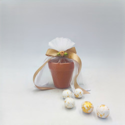 Μπομπονιέρα Γάμου με Πύλινο Γλαστράκι και Χρυσή Κορδέλα Μπομπονιέρα Γάμου με Πύλινο Γλαστράκι και Χρυσή Κορδέλα