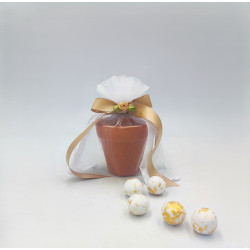 Μπομπονιέρα Γάμου με Πύλινο Γλαστράκι και Χρυσή Κορδέλα