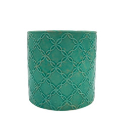Κασπώ Κύλινδρος Vintage Squares Τυρκουάζ  Φ14x13Υ