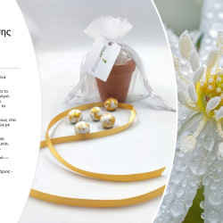 Μπομπονιέρα Γάμου με Πύλινο Γλαστράκι και Χρυσή Κορδέλα Μπομπονιέρα Γάμου με Πύλινο Γλαστράκι και Χρυσή Κορδέλα