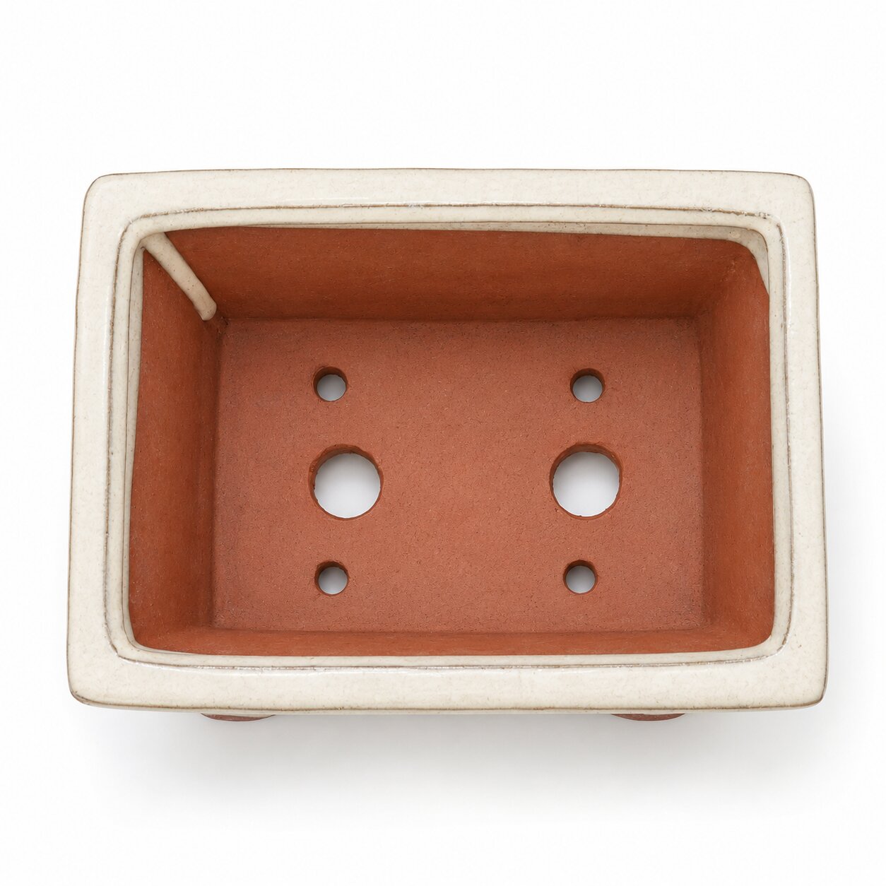 White Rectangular Bonsai Pot 15.5x12x7 cm